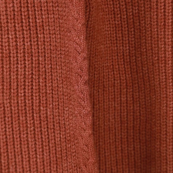 NWT Fall Rust Red Ribbed Off-the-Shoulder Sweater - Picture 5 of 6